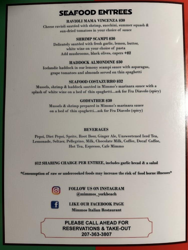 Mimmo's Italian Restaurant Menu image 2