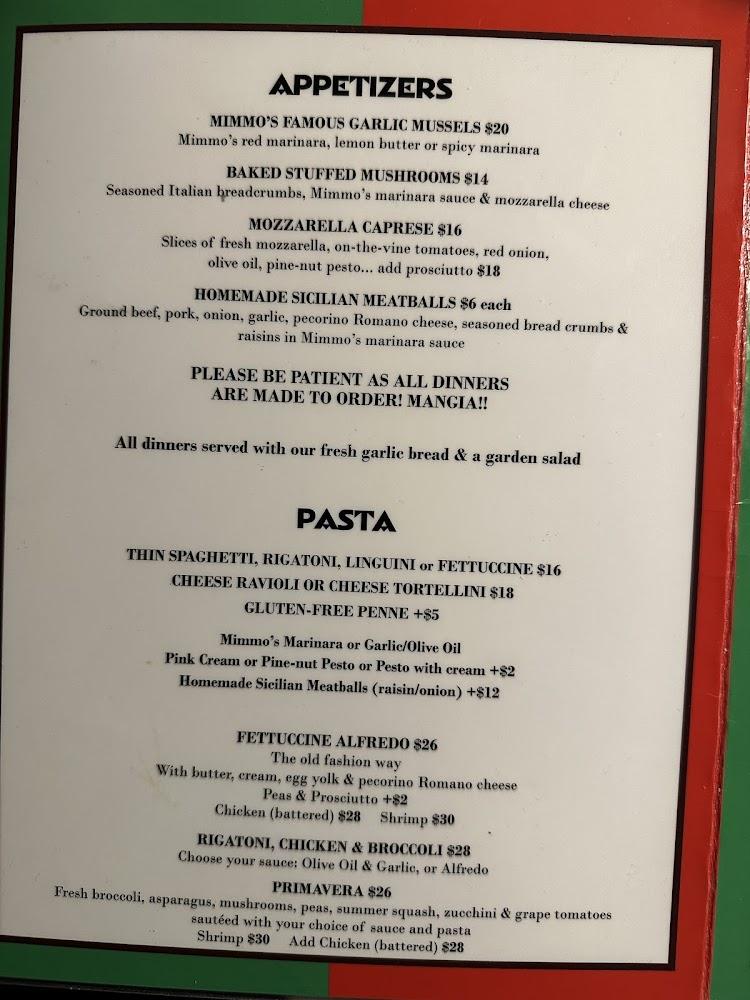 Mimmo's Italian Restaurant Menu image 3